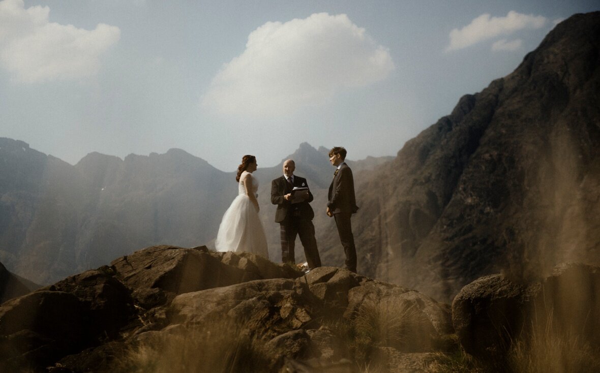 mountain backdrop for elopement ceremony in Scotland