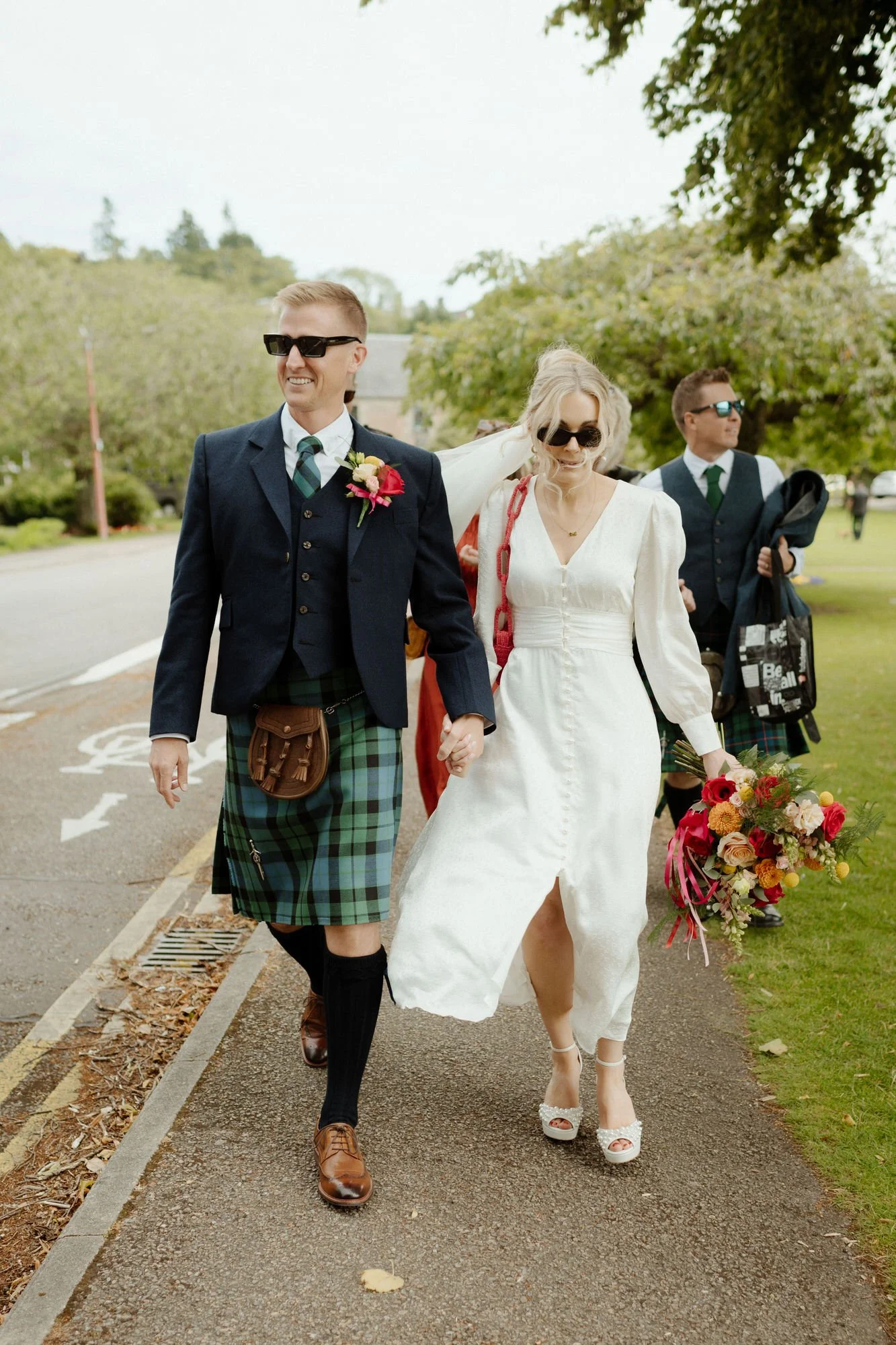 wedding party on the way to church