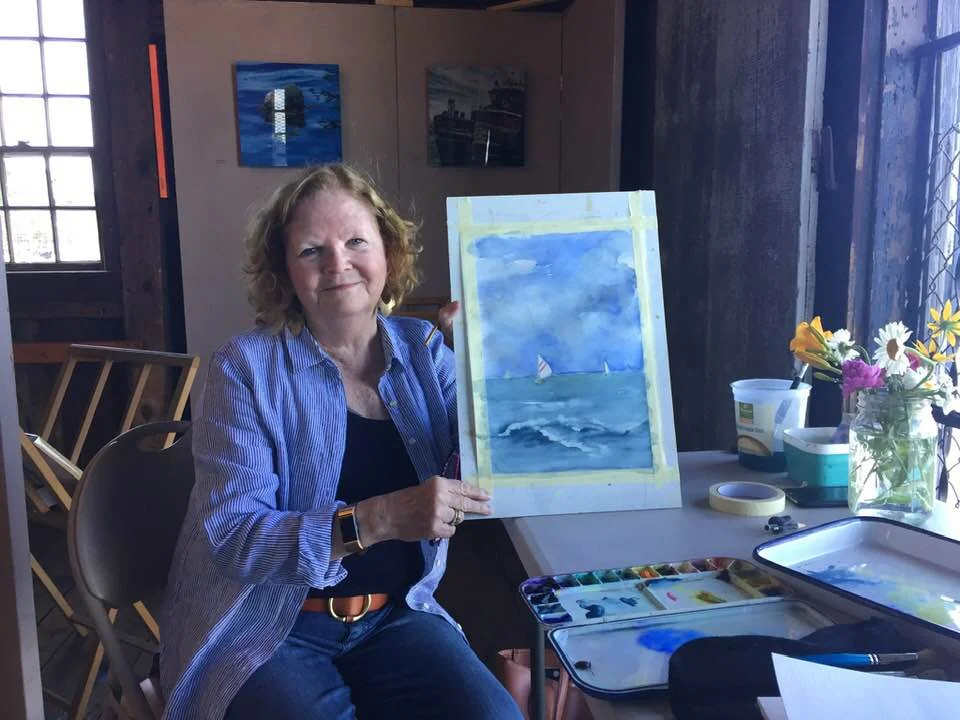 NHAA's art member Maryclare Johnson Heffernan's demonstration at Sheafe Warehouse July 7.jpg