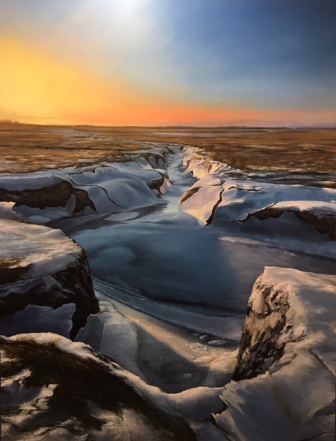 Ethan Lima's Ice Sheets in Marsh Channels, Oil.jpeg