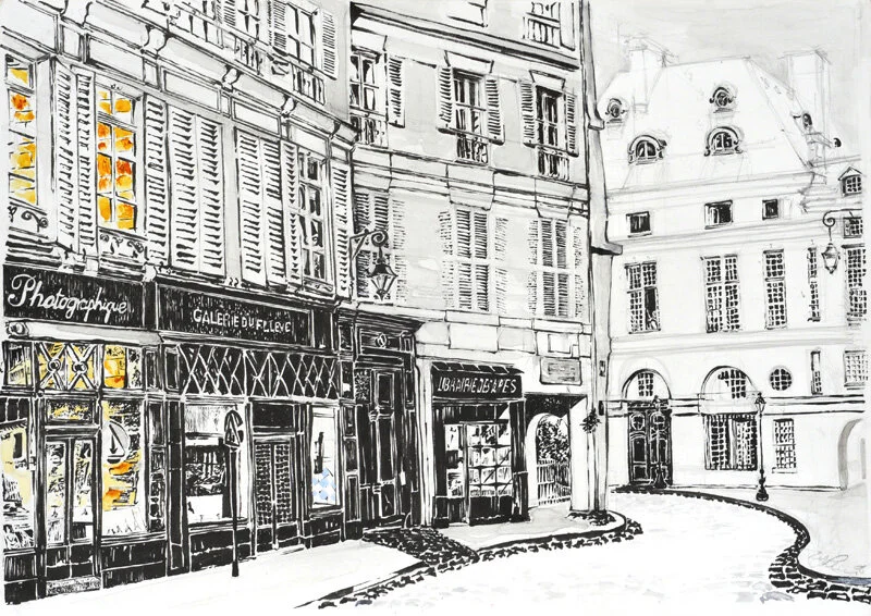 Rue de Seine, Paris,, drawing by Michael Johnston