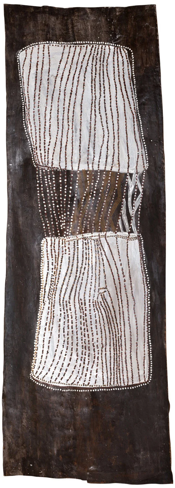 Lightning in the Rock by Noŋgirrŋa Marawili won the Bark Painting Award at the 2015 Telstra National Aboriginal and Torres Strait Islander Art Award. Credit: AAP/PR Handout Image