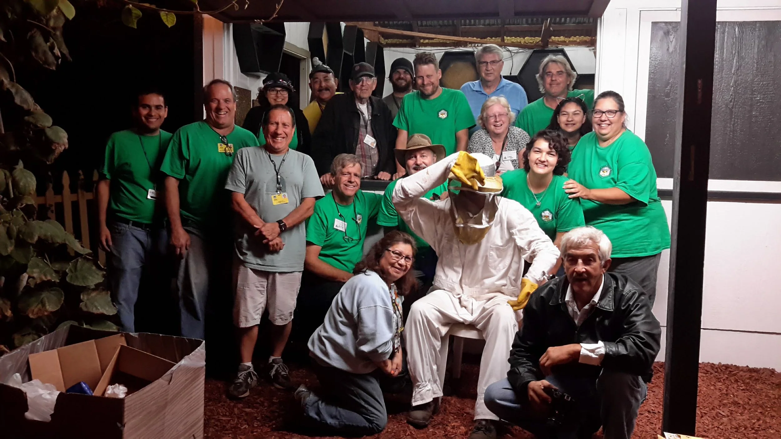 just some of the many volunteers from the los angeles county beekeepers association and the beekeepers association of southern california! thank you all for your many hours helping the honey bees!