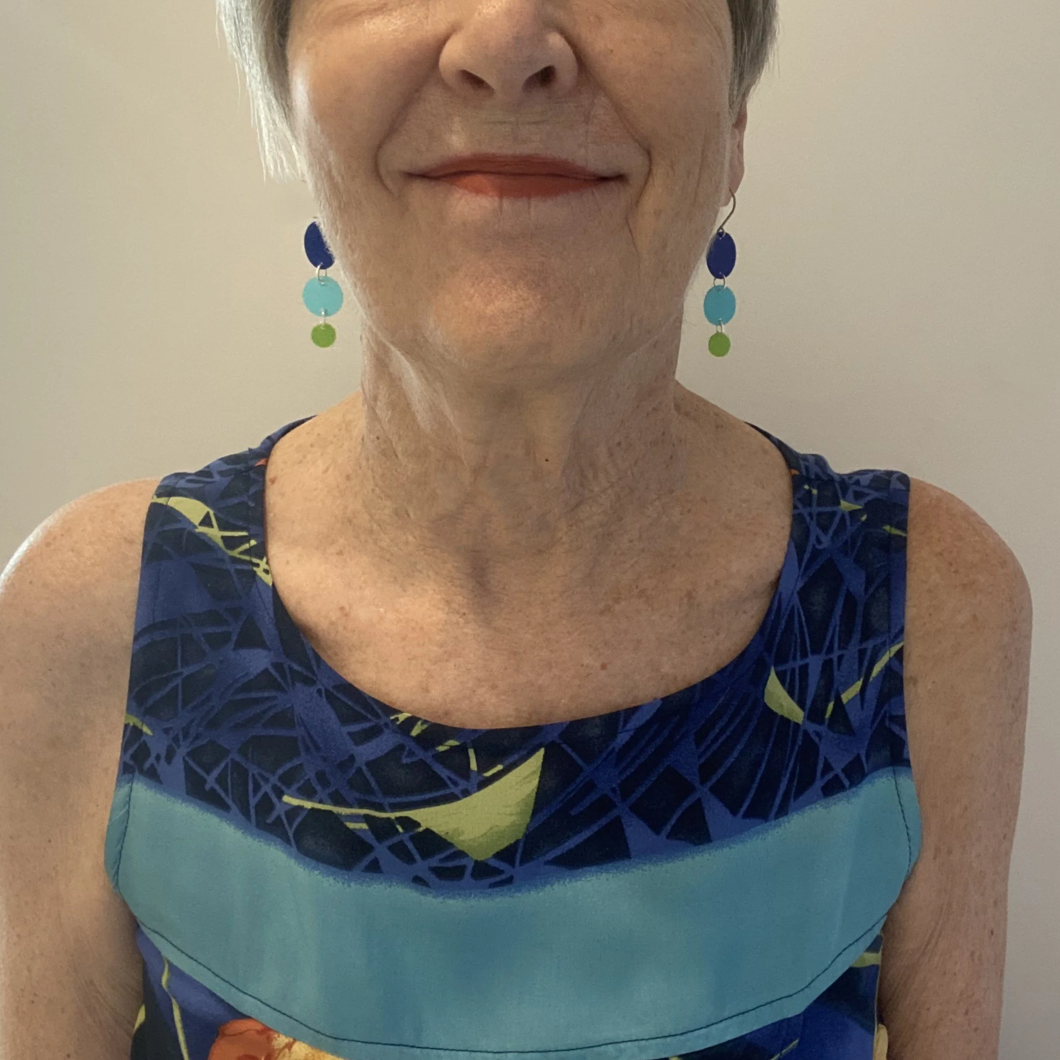 Wear your aqua, green and blue dangle earrings