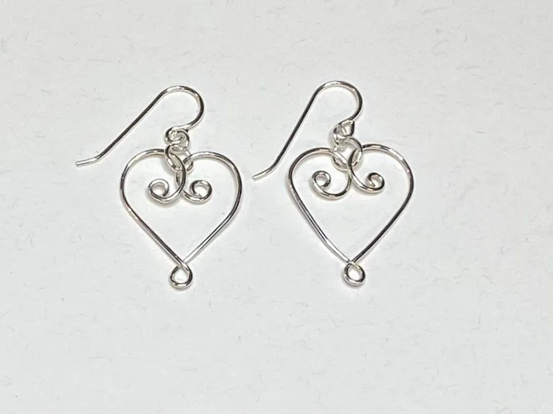 Pair of Tiny Silver Heart Earrings