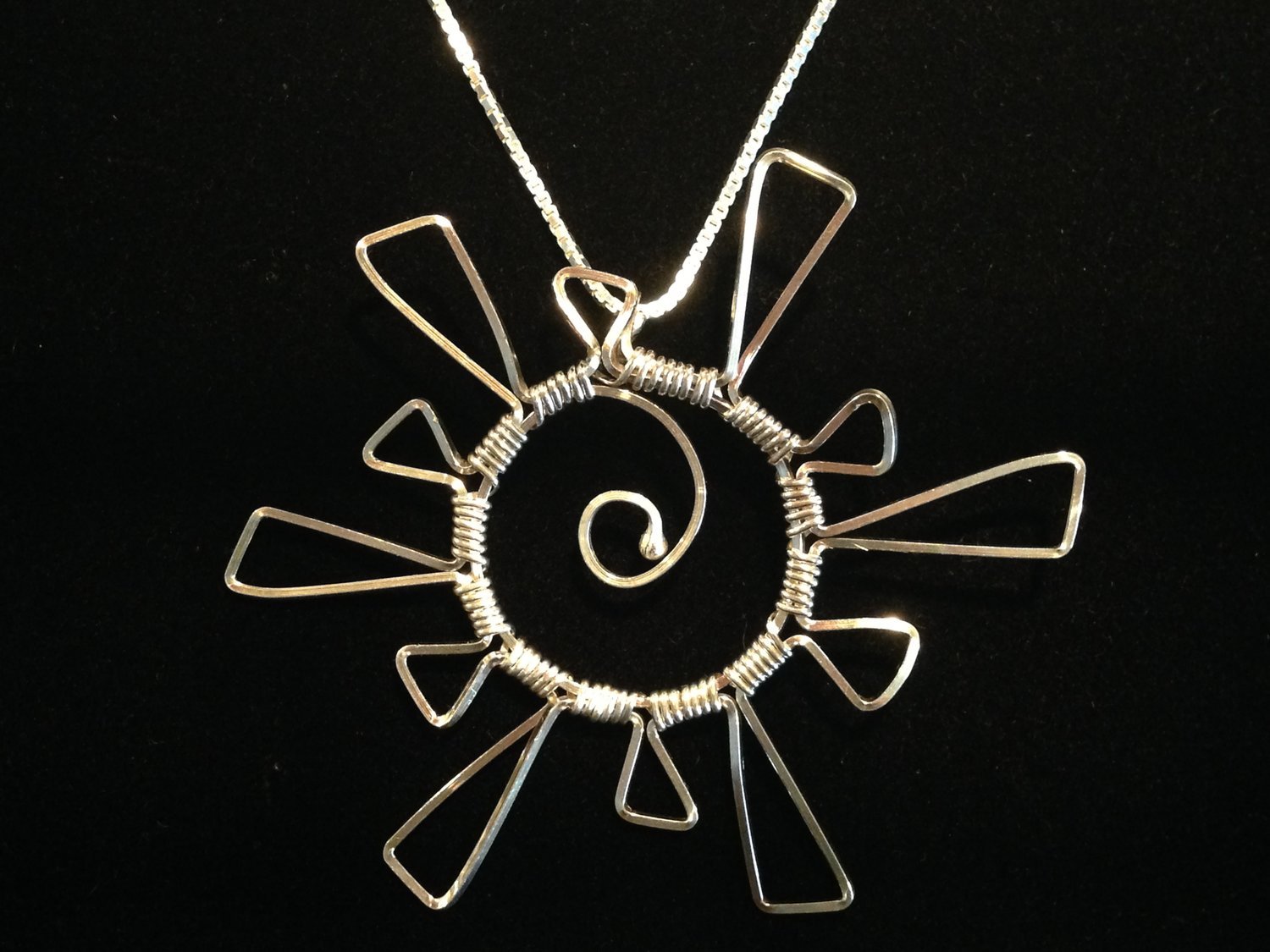 Silver wire wrapped necklace