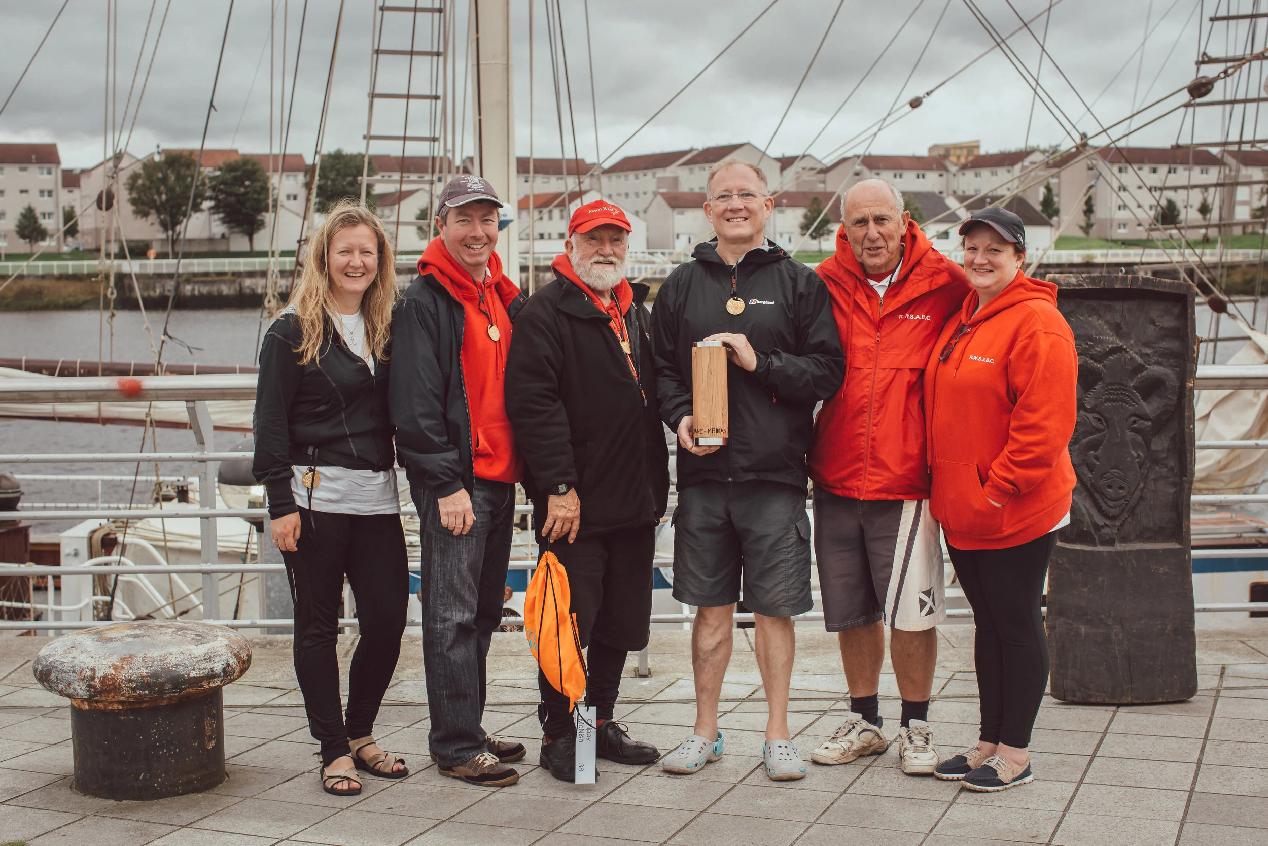 Royal West's "Chippy McNish" crew hold the Median Trophy Photo: Steven Landles