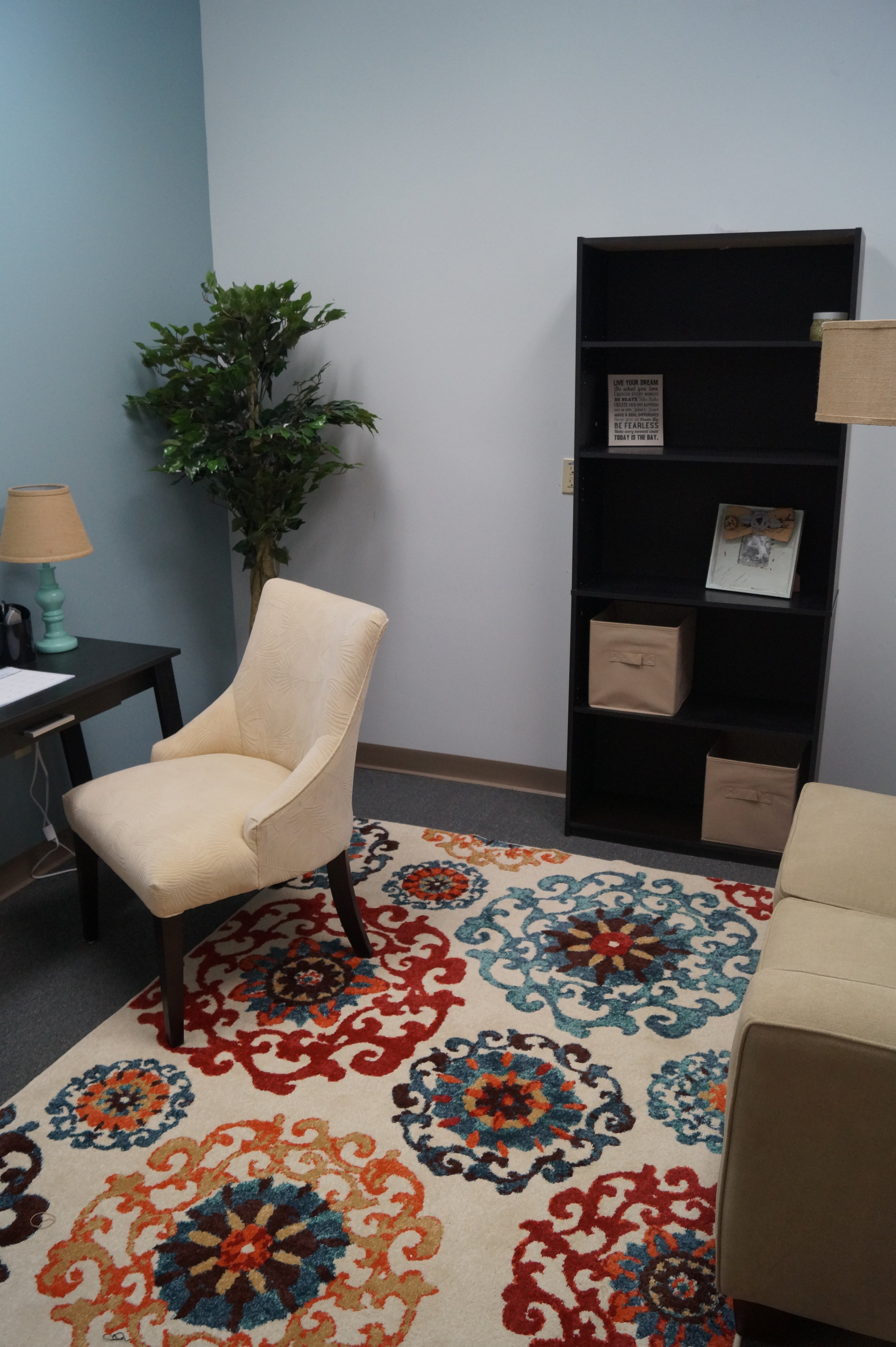 A reading nook at the Sunnyhill Independence Center