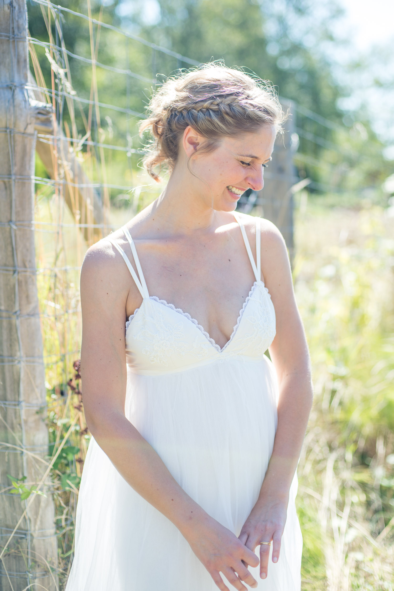 Boho bride in the wildflower fields