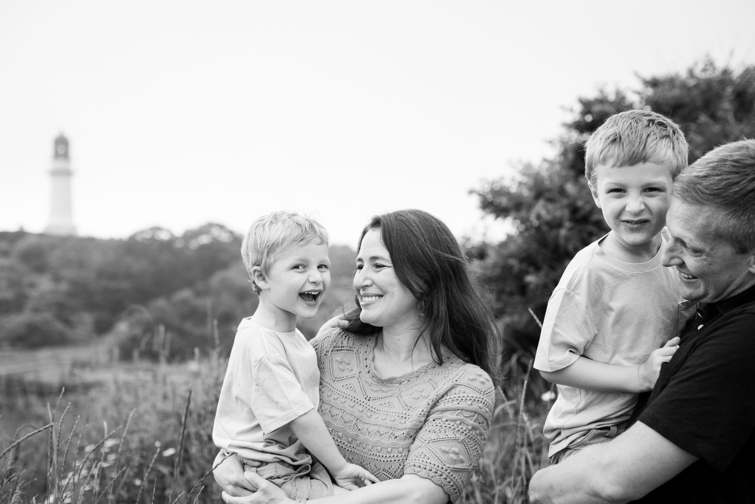 lindsay murphy photography | portland maine family photographer | cape elizabeth lighthouse black and white family.jpg