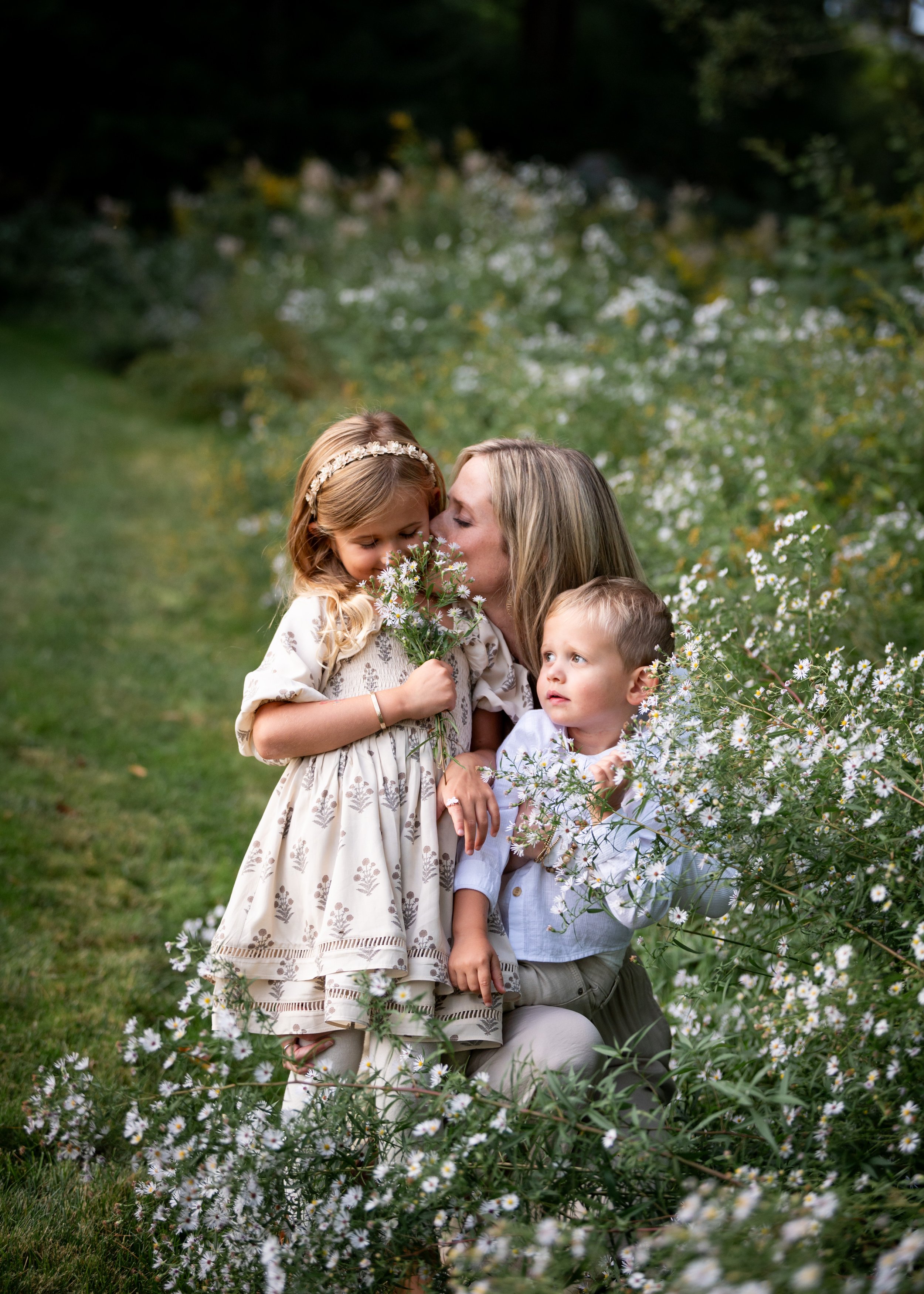 lindsay murphy photography | portland maine family photographer | maine mom in flowers with children.jpg