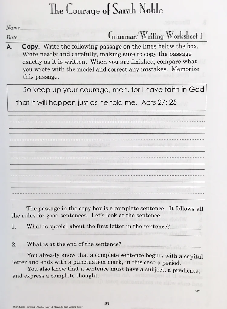 The Courage Of Sarah Noble Study Guide English Off The Pages