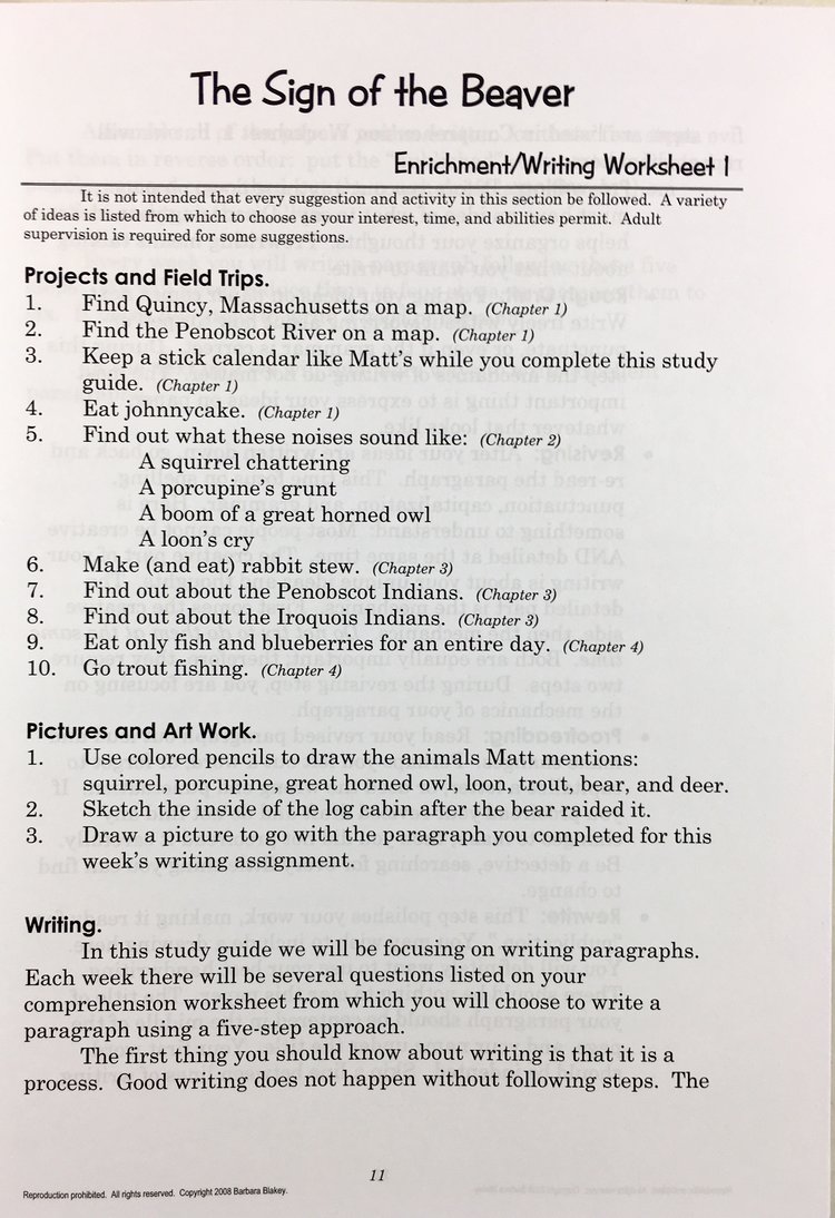 English　The　the　Pages　Sign　Off　Study　Guide　of　the　Beaver　—