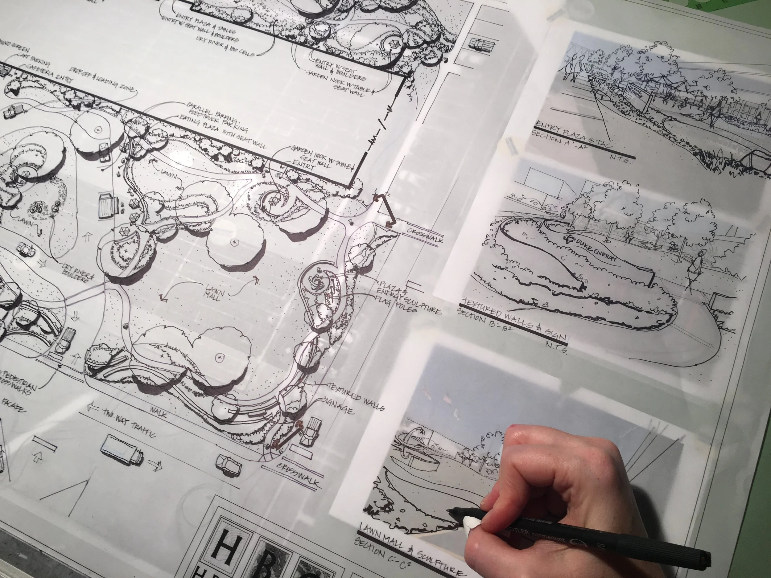 Drawing by hand stimulates the imagination and allows us to speculate about ideas, a good sign that we’re truly alive ~ Micheal Graves At HBC we still produce hand drawn conceptual designs and renderings for our clients to use for marketing, presentations, framing, and meetings.