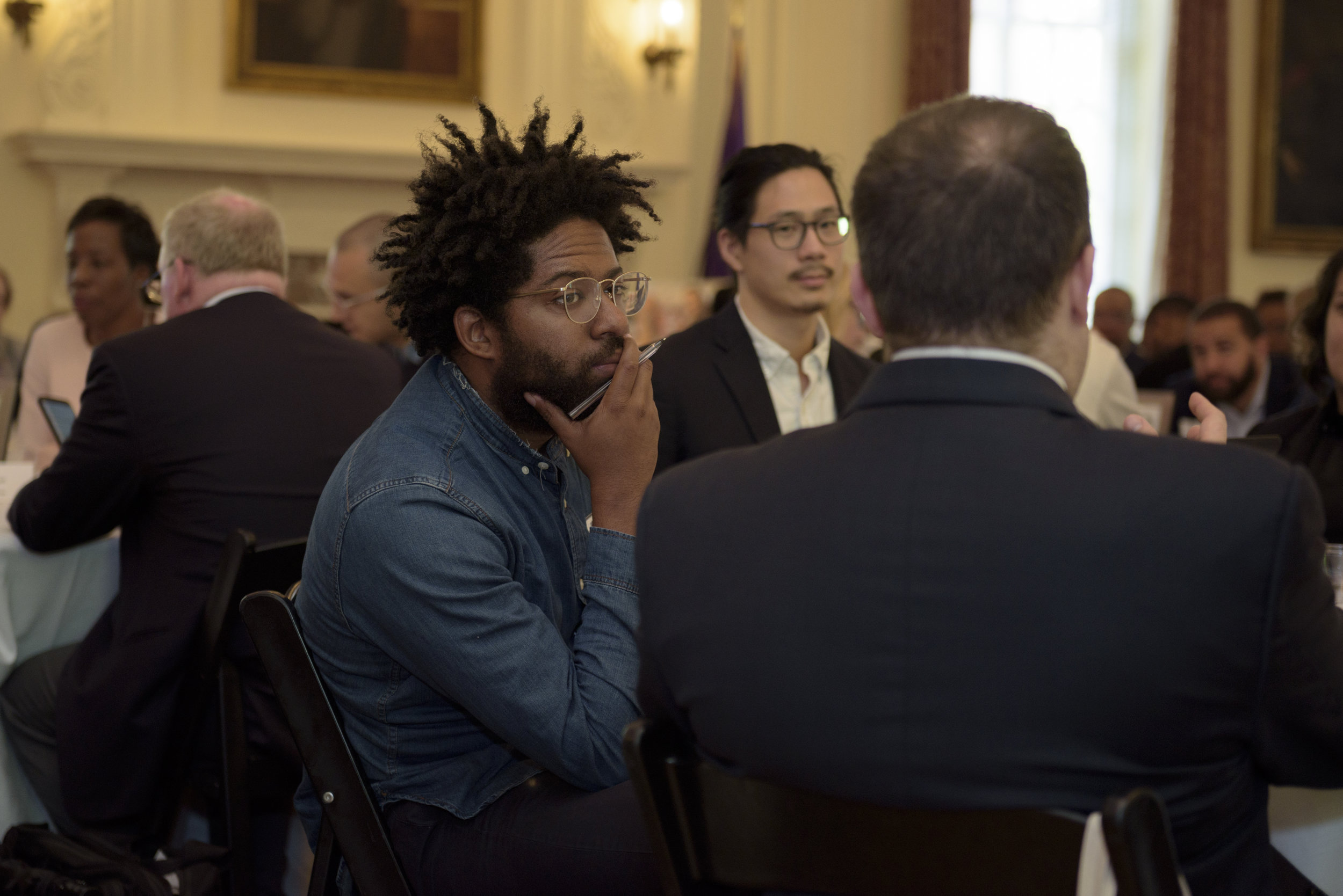 Jamel Campbell-Gooch of the Nashville Community Oversight Board and Policing Project Senior Program Manager Brian Chen.