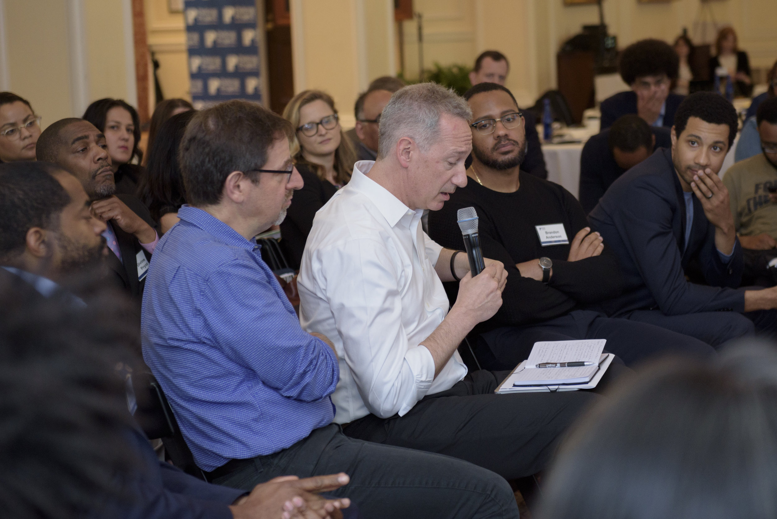 Adam Gross of Business and Professional People for the Public Interest and Chicago Inspector General Joseph Ferguson (speaking).