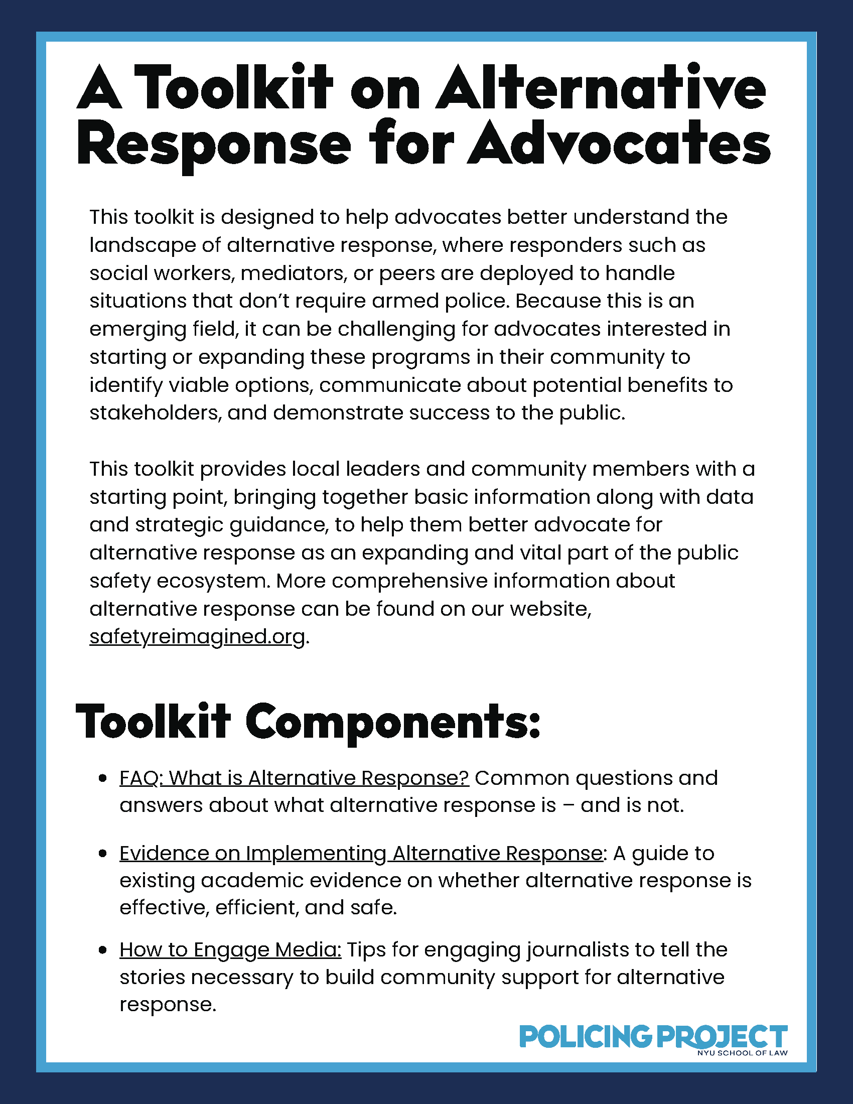 Toolkit on Alternative Response for Advocates