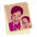 Cynthia and her mother in a photo booth in Amsterdam just after they arrived