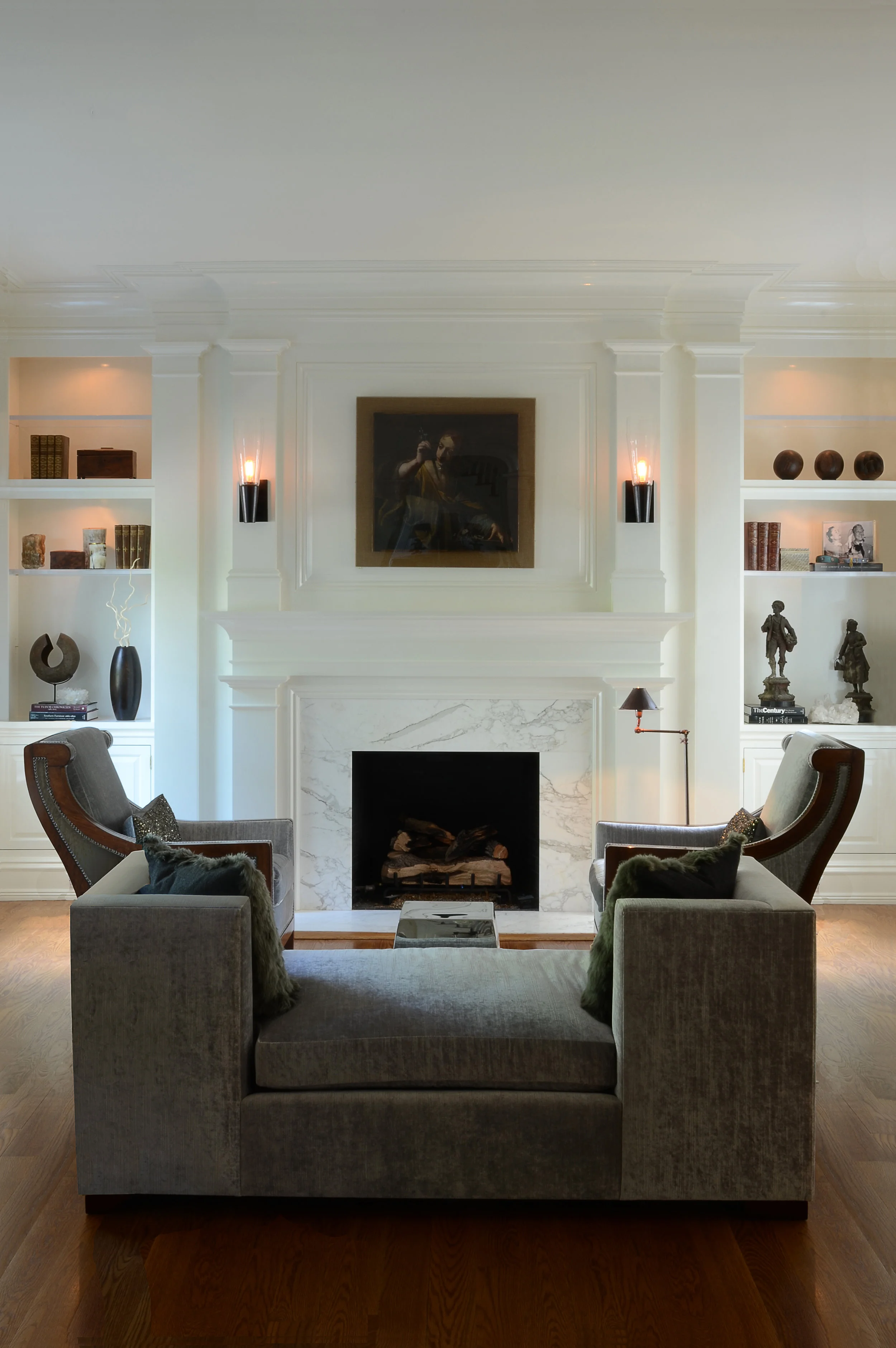 Pewter Velvet Double Settee