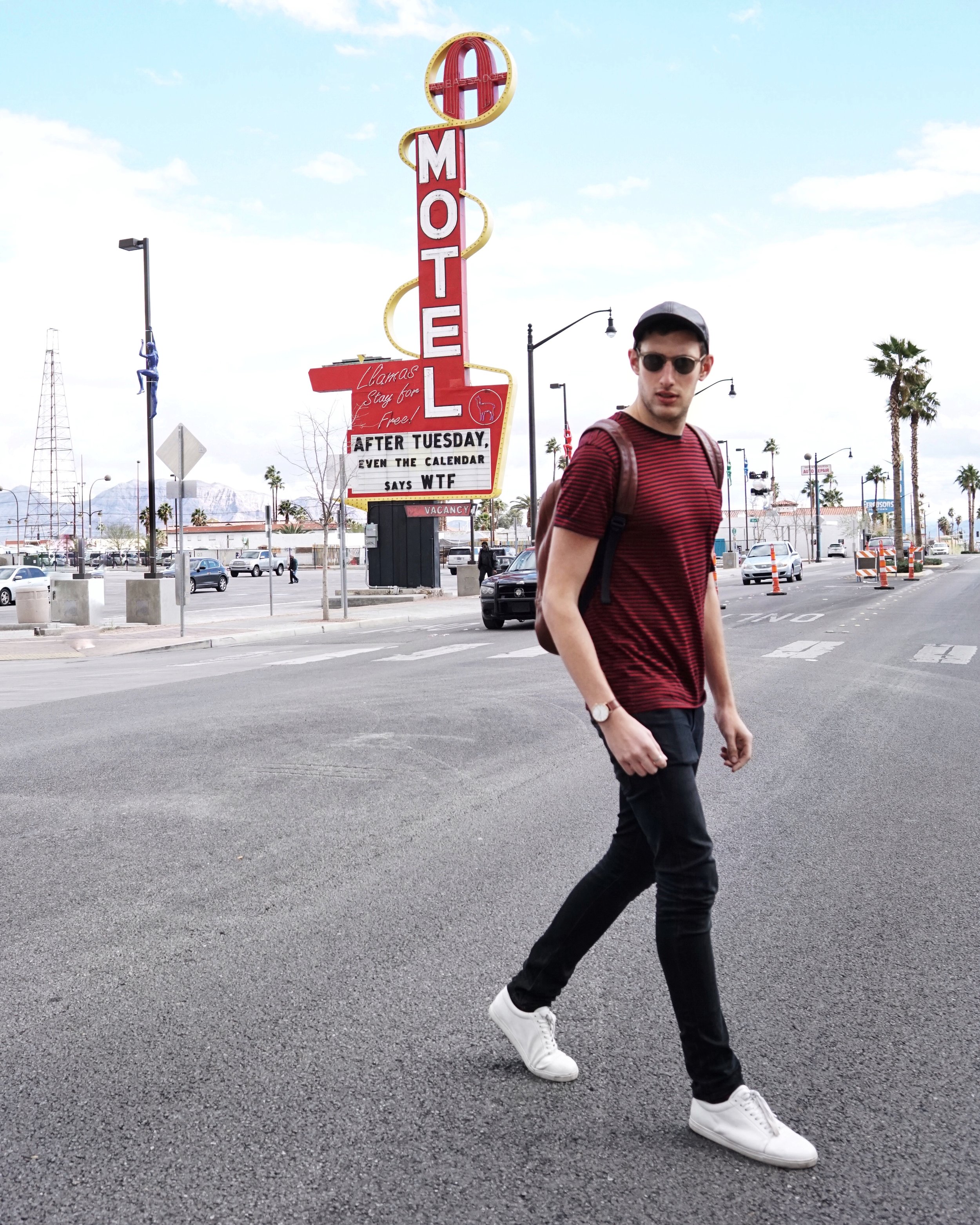 Somewhere near downtown Vegas. Wearing the Kooples shirt, Nudie Jeans and Onto shoes!
