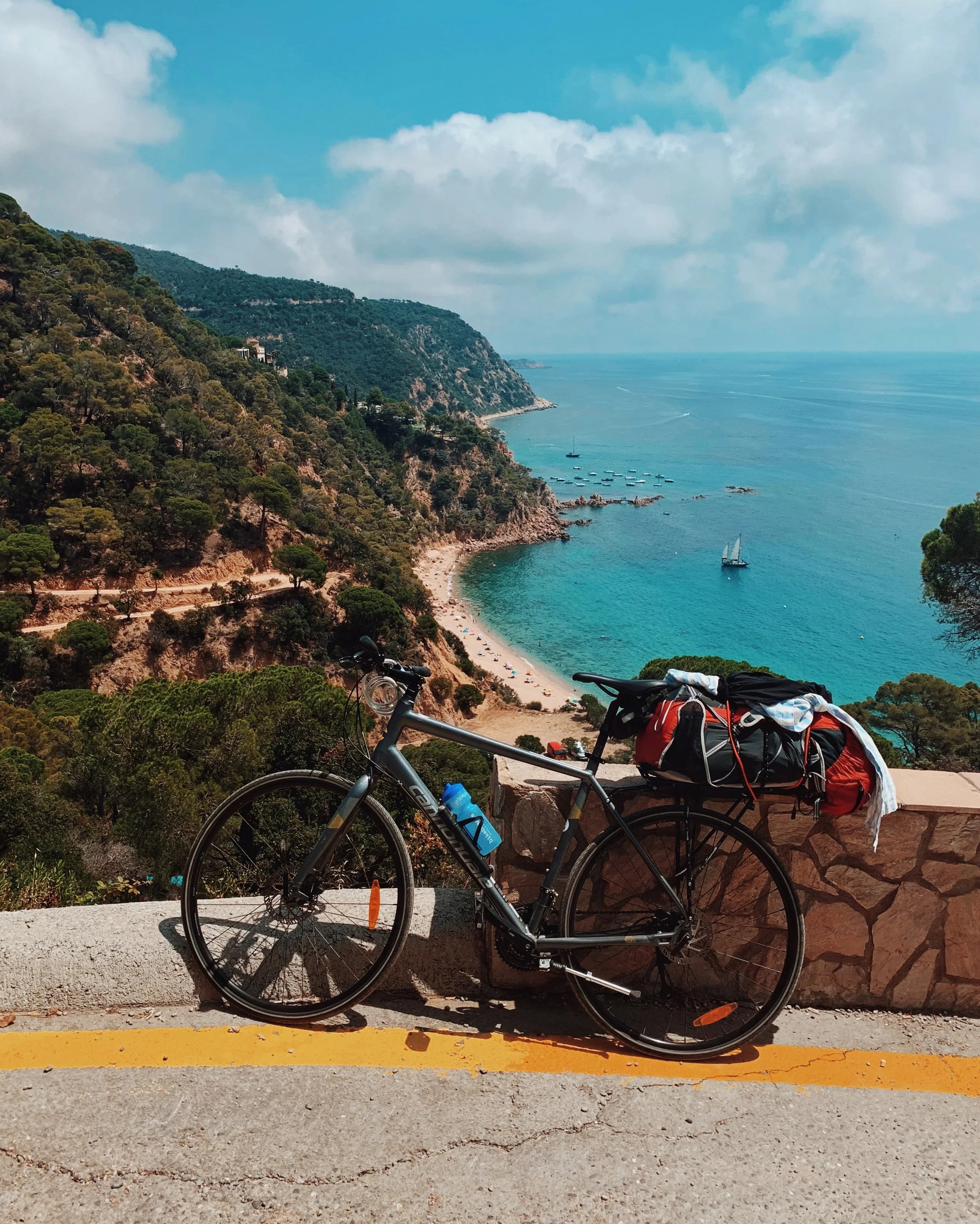 My bike setup above Cala del Senyor Ramon in between Tossa de Mar and Llafranc