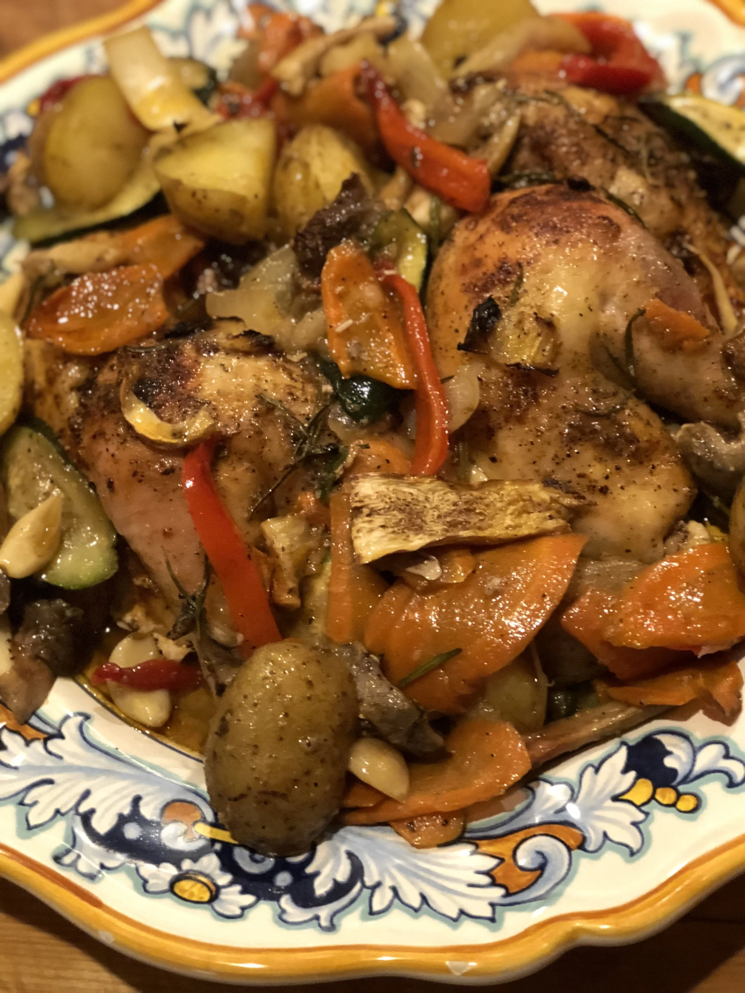 I turned it all on to a beautiful platter and, presto, Sunday dinner. No recipe, just an idea. You can do this. Let me know. Jim