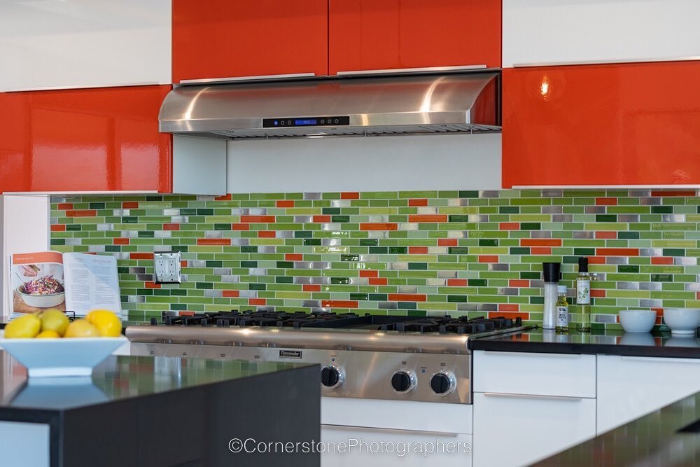 Some unique tile design and pops of color to inspire you in the kitchen. 

#CornerstonePhotographersNV  #SanFranciscoBayArea #EastBay #MidCenturyModern #Architecture #ArchitecturePhotography #RealEstate #RealEstatePhotography #TwilightPhotography #La