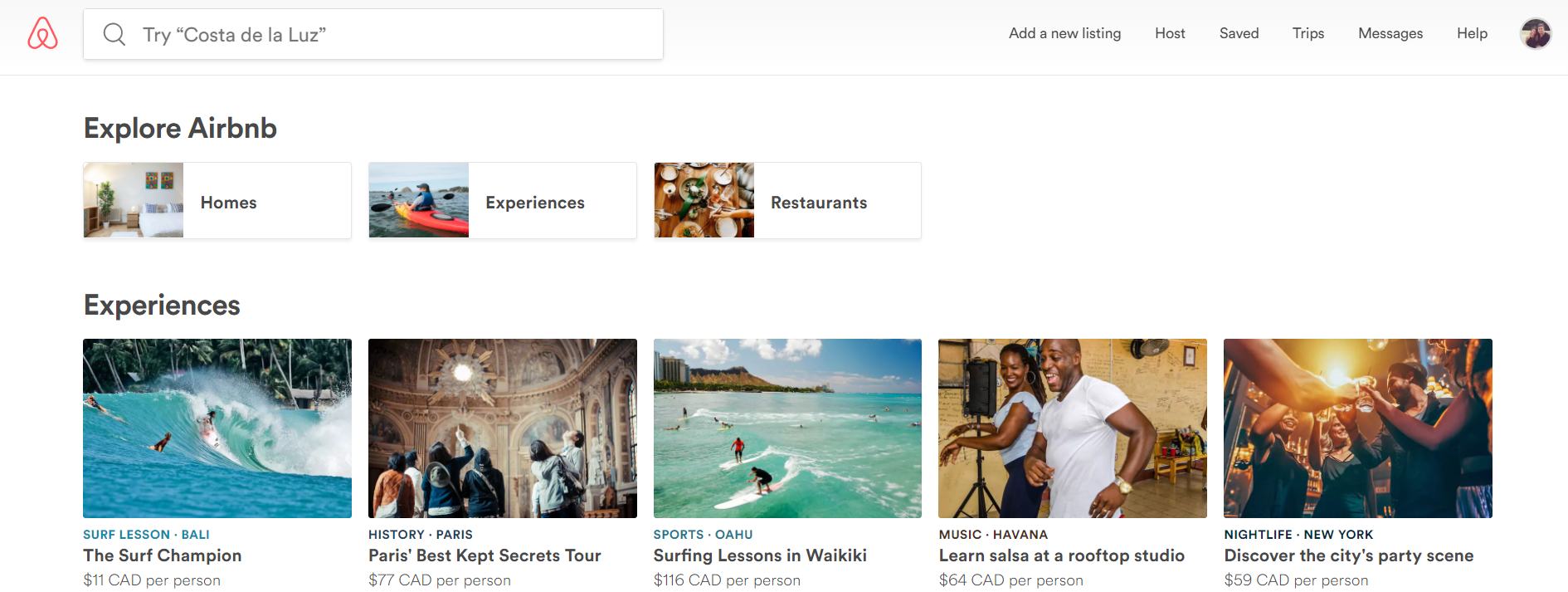 AirBnB also offers experiences which is pretty amazing but for this blog post all you need to worry about is the search tool bar to begin your hunt for the best spot! 