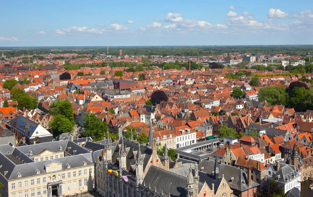 View from the Tower of Belfry , Bruges Belgium
