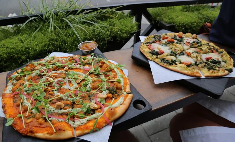 Vegan pizza at Virtuous Pie