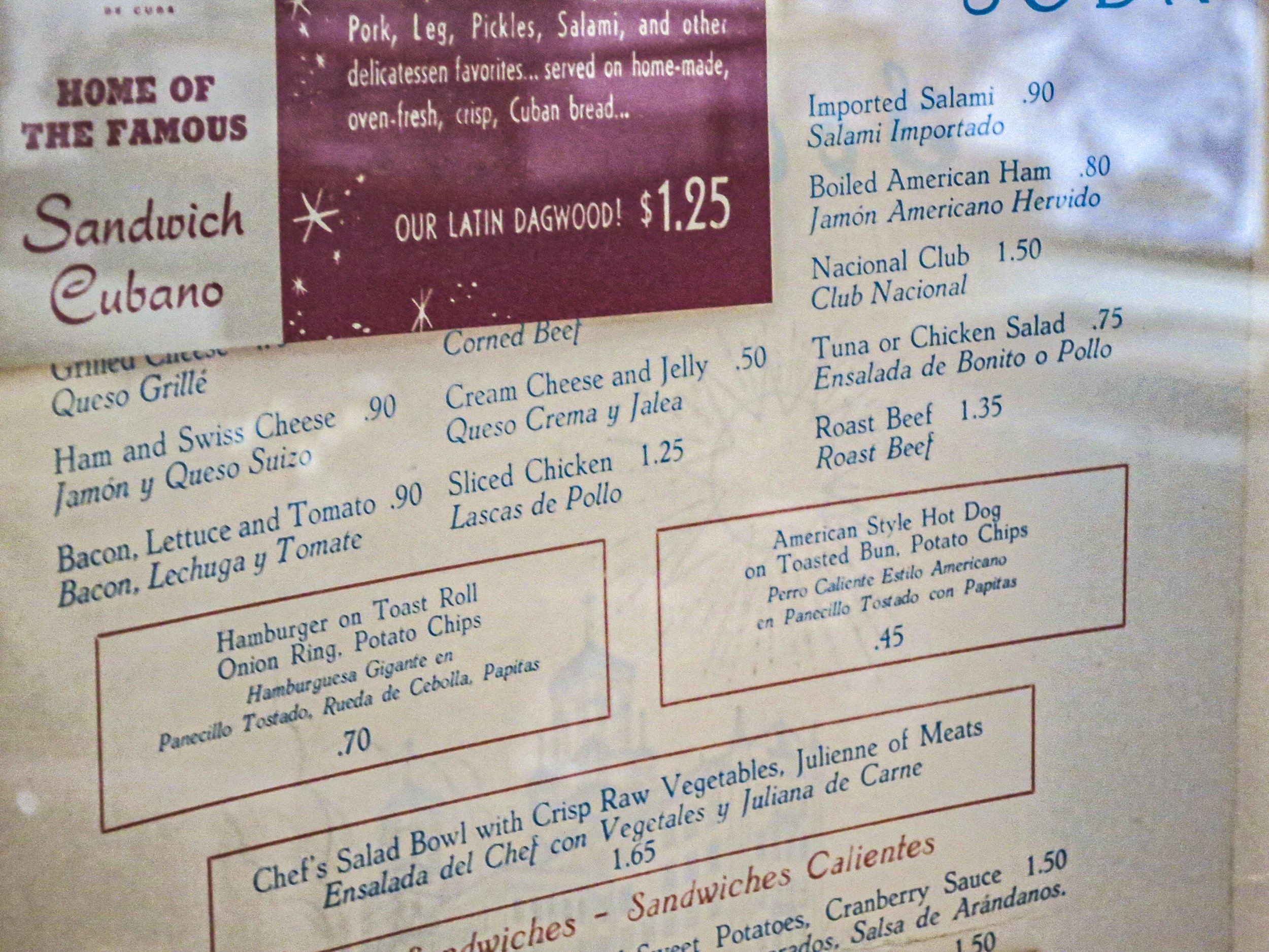 VEDADO | Hotel Nacional lunch menu, circa 1959 