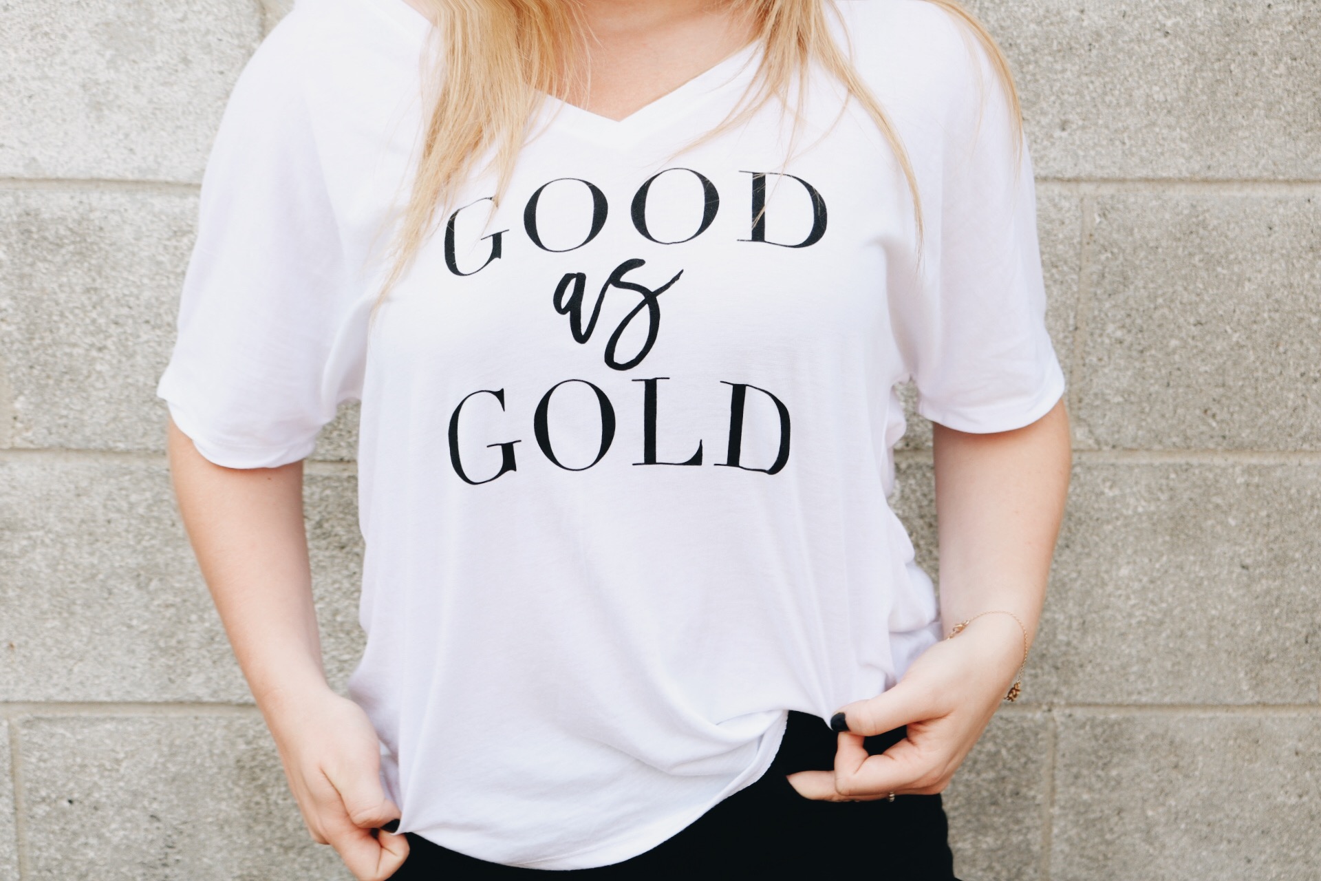 Stay Golden V-Neck {$26}