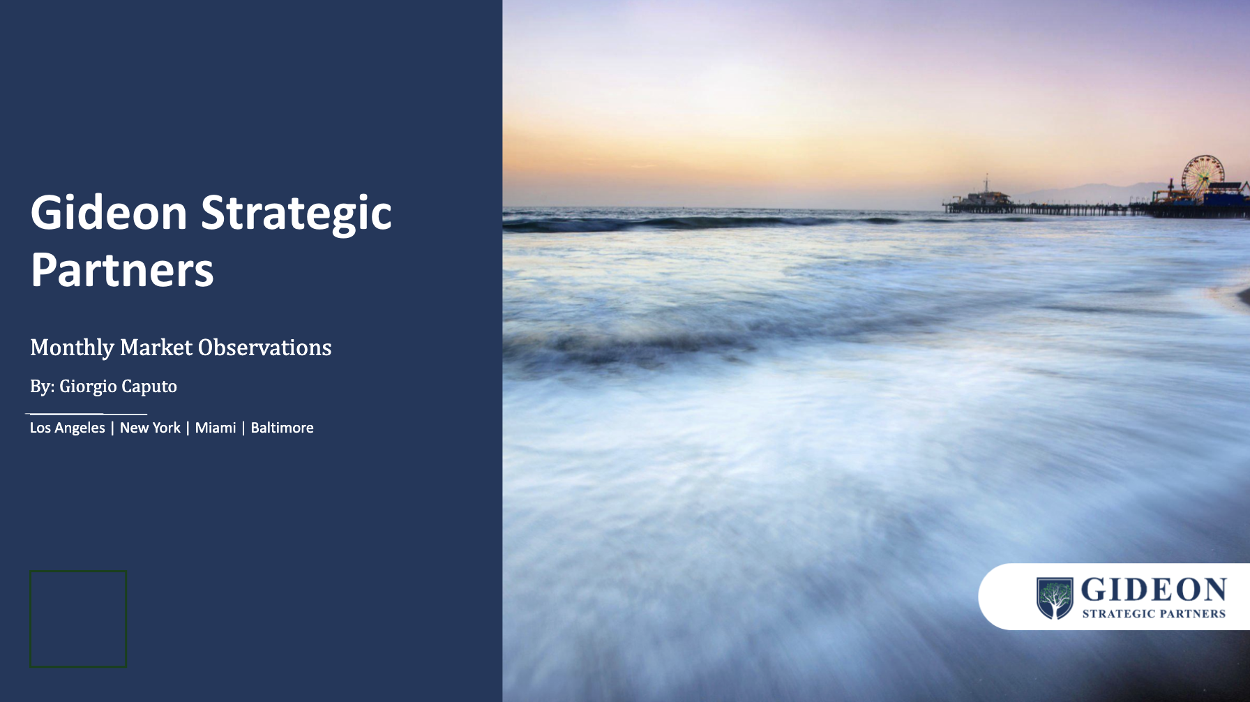 Monthly Market Observations By: Giorgio Caputo 