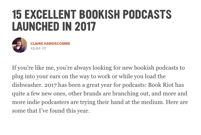 BOOK RIOT: 15 Excellent Bookish Podcasts Launched in 2017
