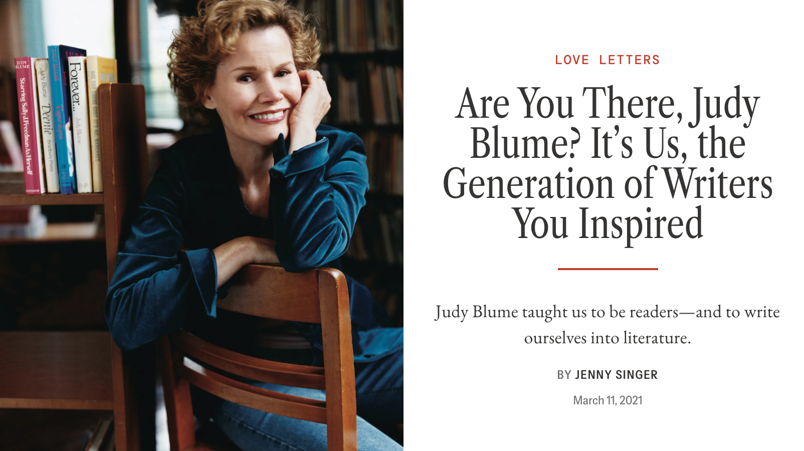 GLAMOUR: Are You There, Judy Blume? It’s Us, the Generation of Writers You Inspired