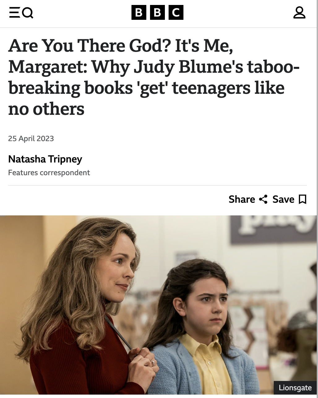 BBC: Are You There God? It's Me, Margaret: Why Judy Blume's taboo-breaking books 'get' teenagers like no others
