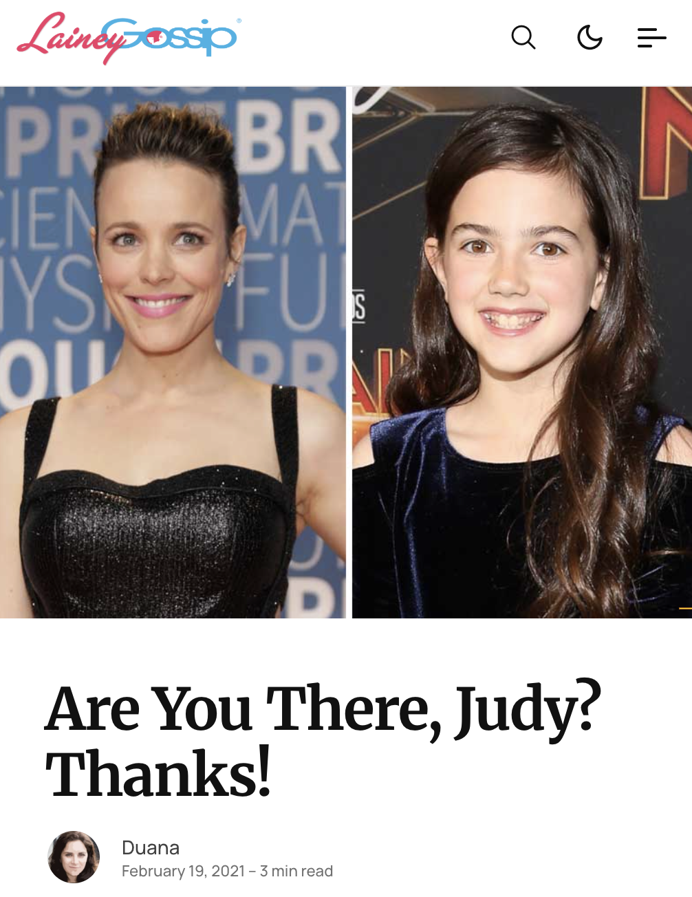 LAINEY GOSSIP: Are You There, Judy? Thanks!