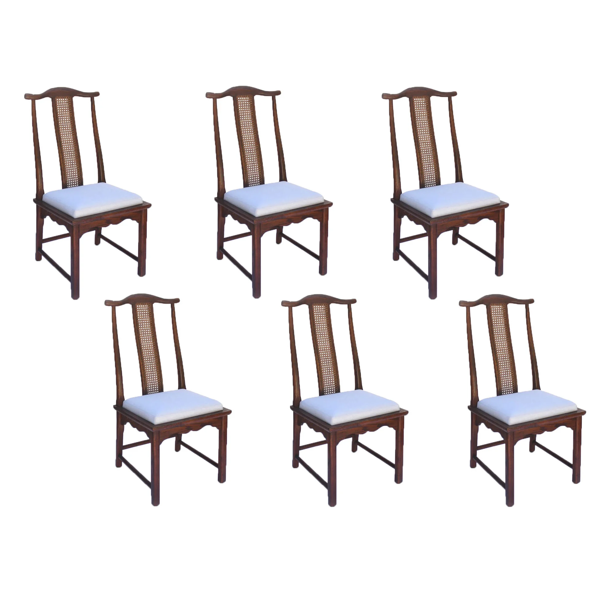set of 6 vintage asian dining chairs