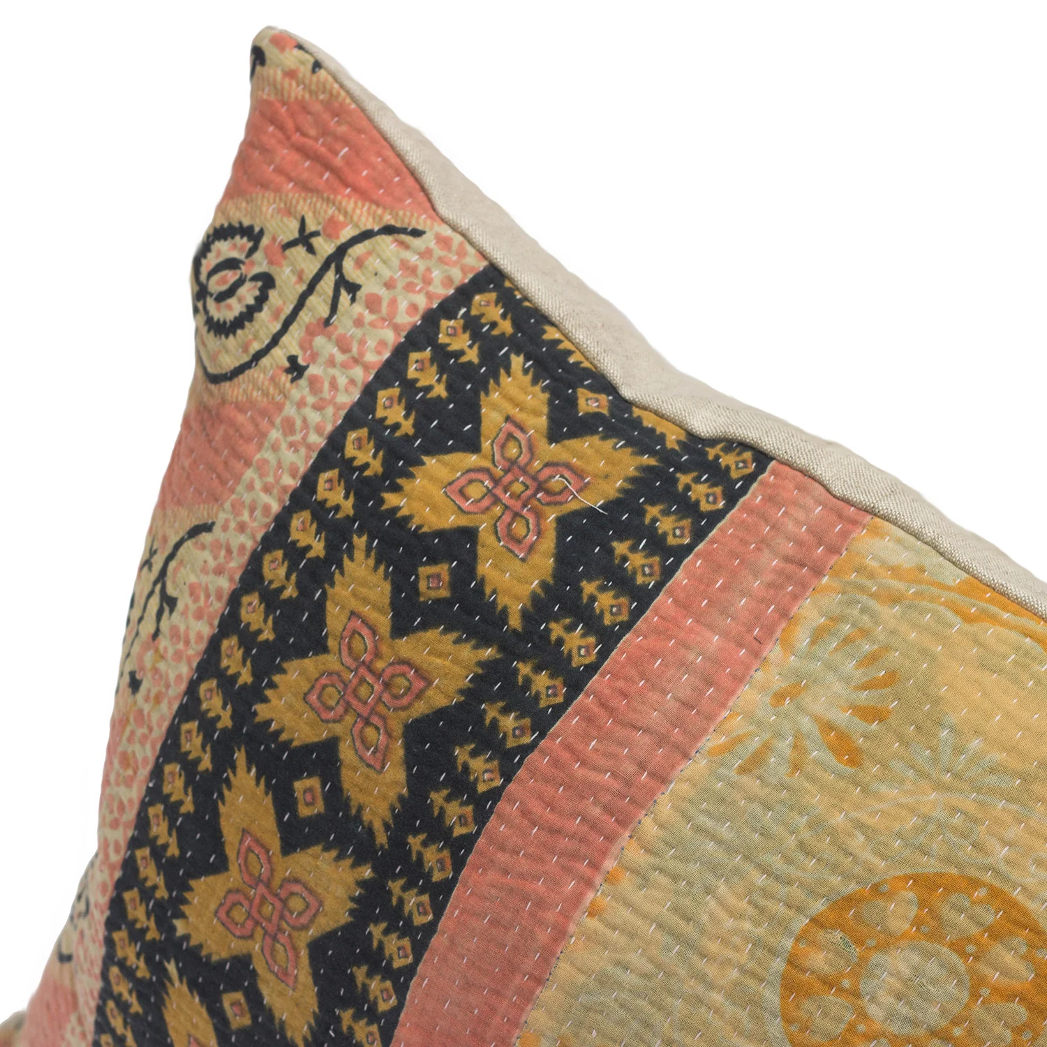 square kantha quilt pillow