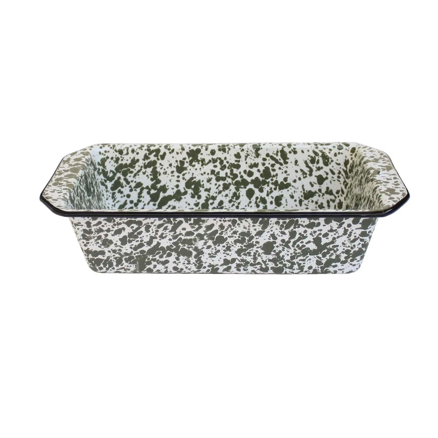 vintage olive green enamelware loaf tin