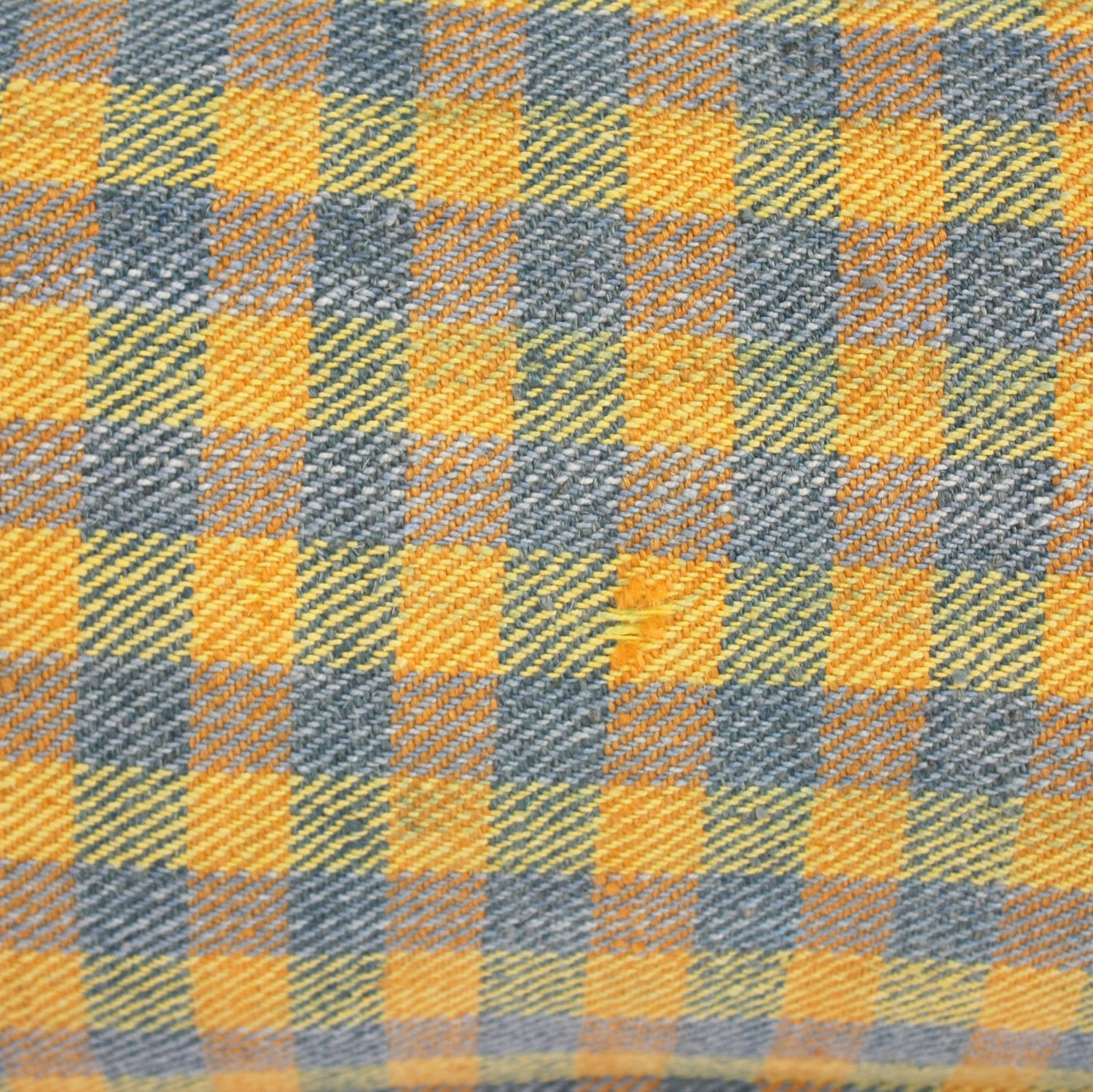 yellow and blue plaid lumbar pillow