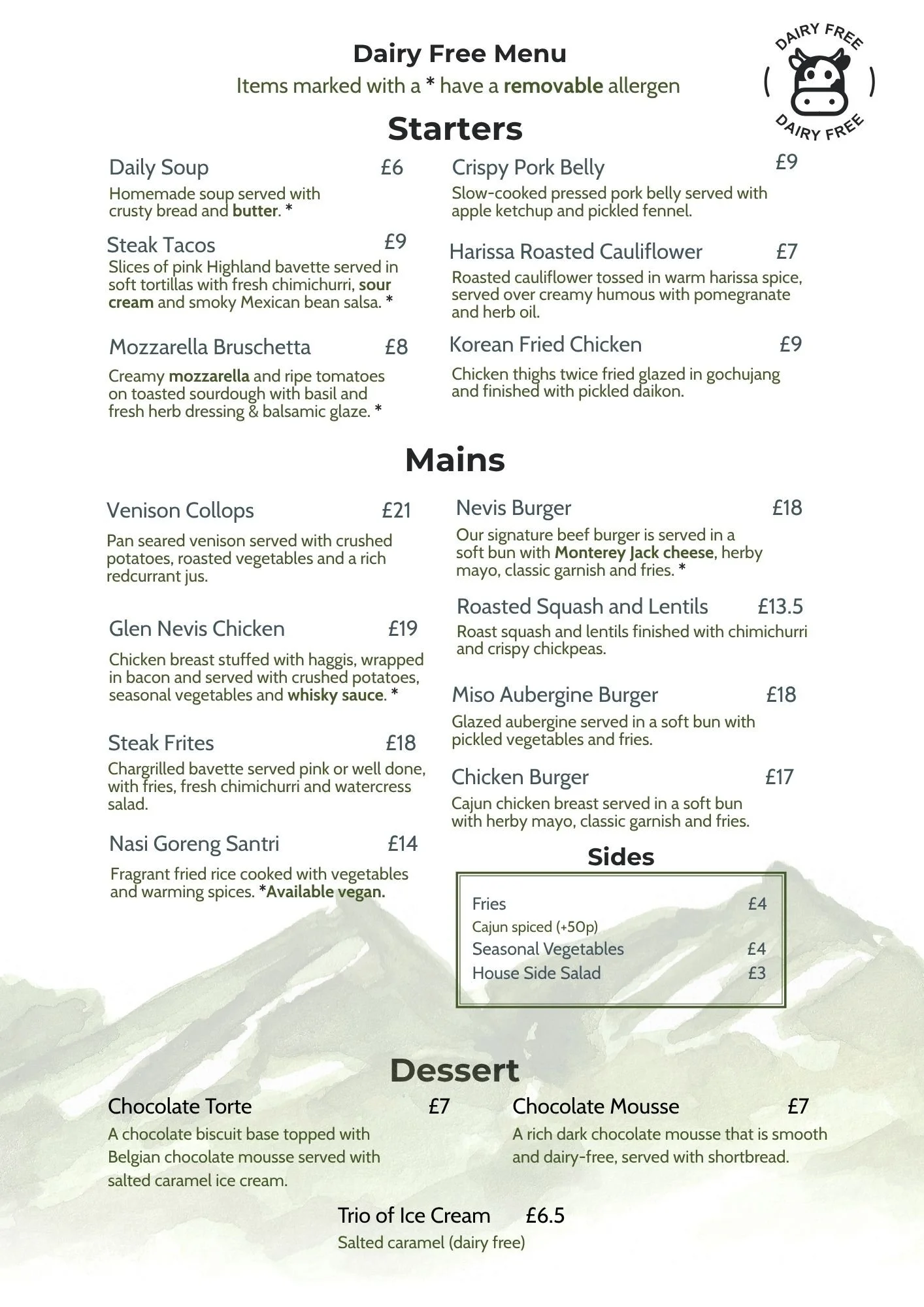 Menu — Glen Nevis Restaurant & Bar