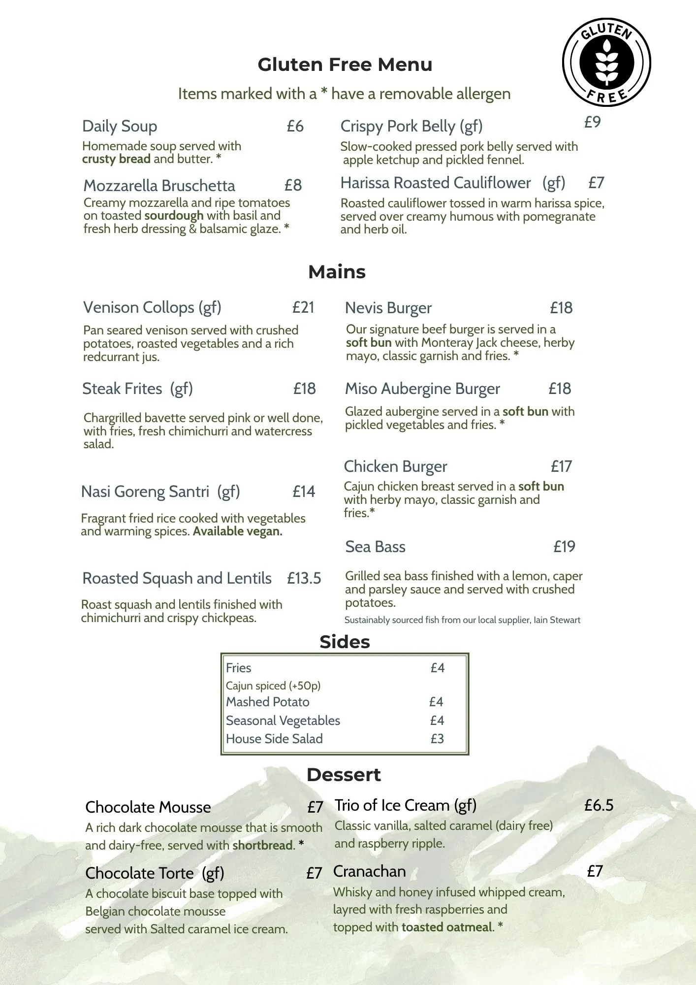 Menu — Glen Nevis Restaurant & Bar