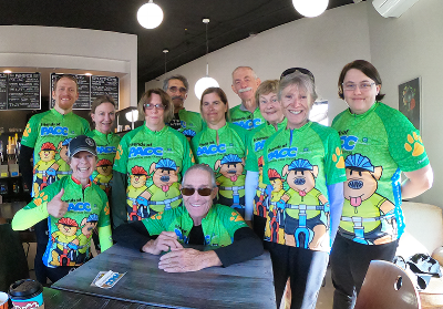 Some of the Ride with the PACC team at REN Coffeehouse. Photo courtesy of Jerry Rosen.