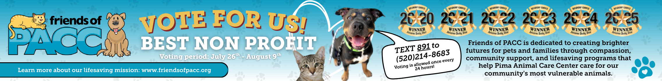 Banner to Vote for Friends of PACC in the Arizona Daily Star's Reader's Choice Awards for Best Non-Profit