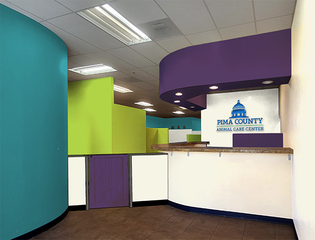 EPAC Front Lobby Painted in Vibrant Colors with Gate Installed