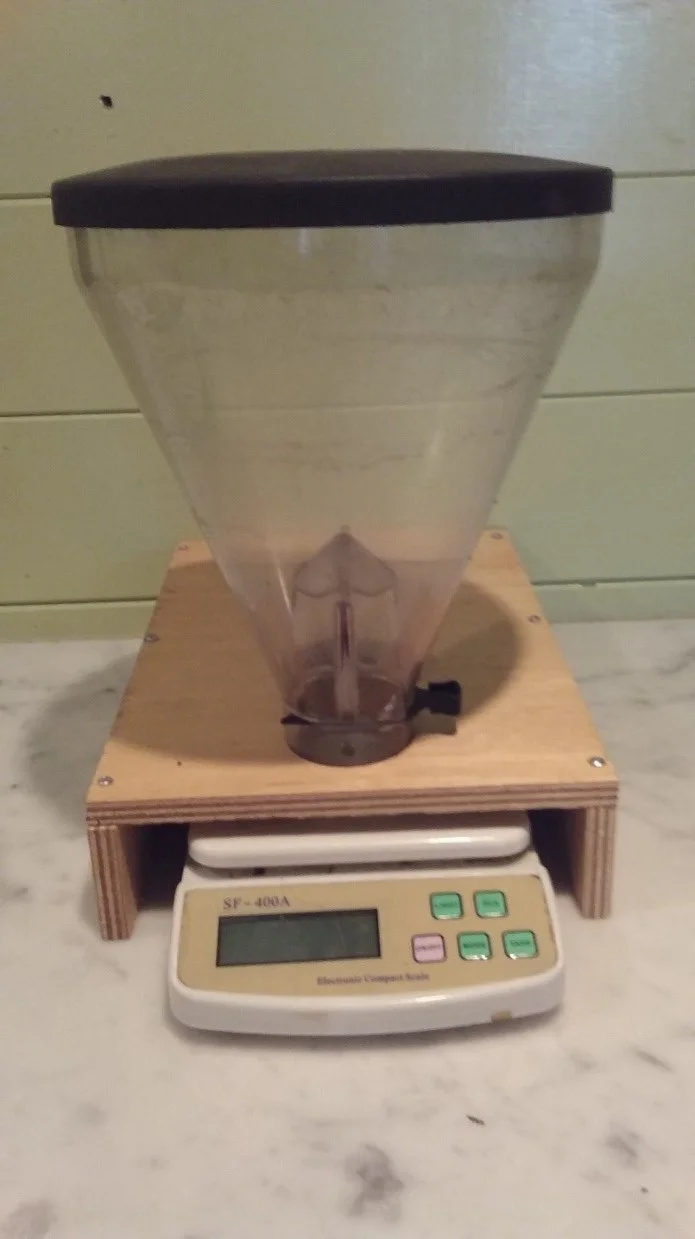 Figure 5.  Hopper Test Rig. Hopper is clear of scale by 2mm