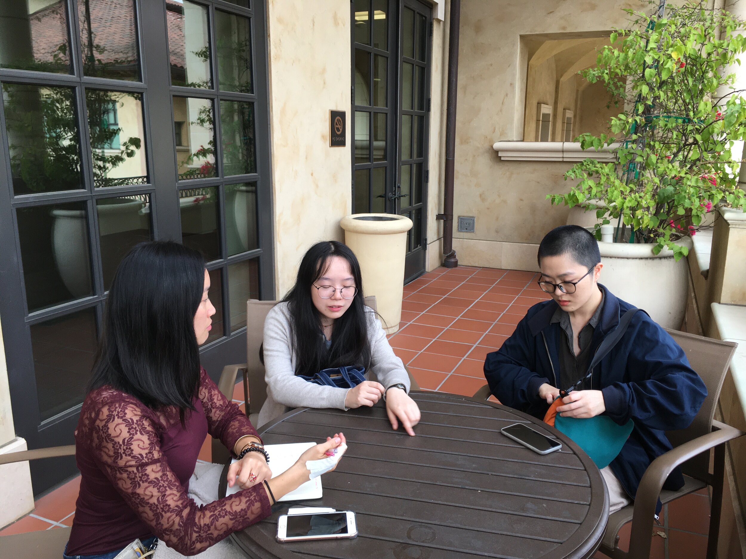  My teammates and I having brainstorm session when they visited USC. 