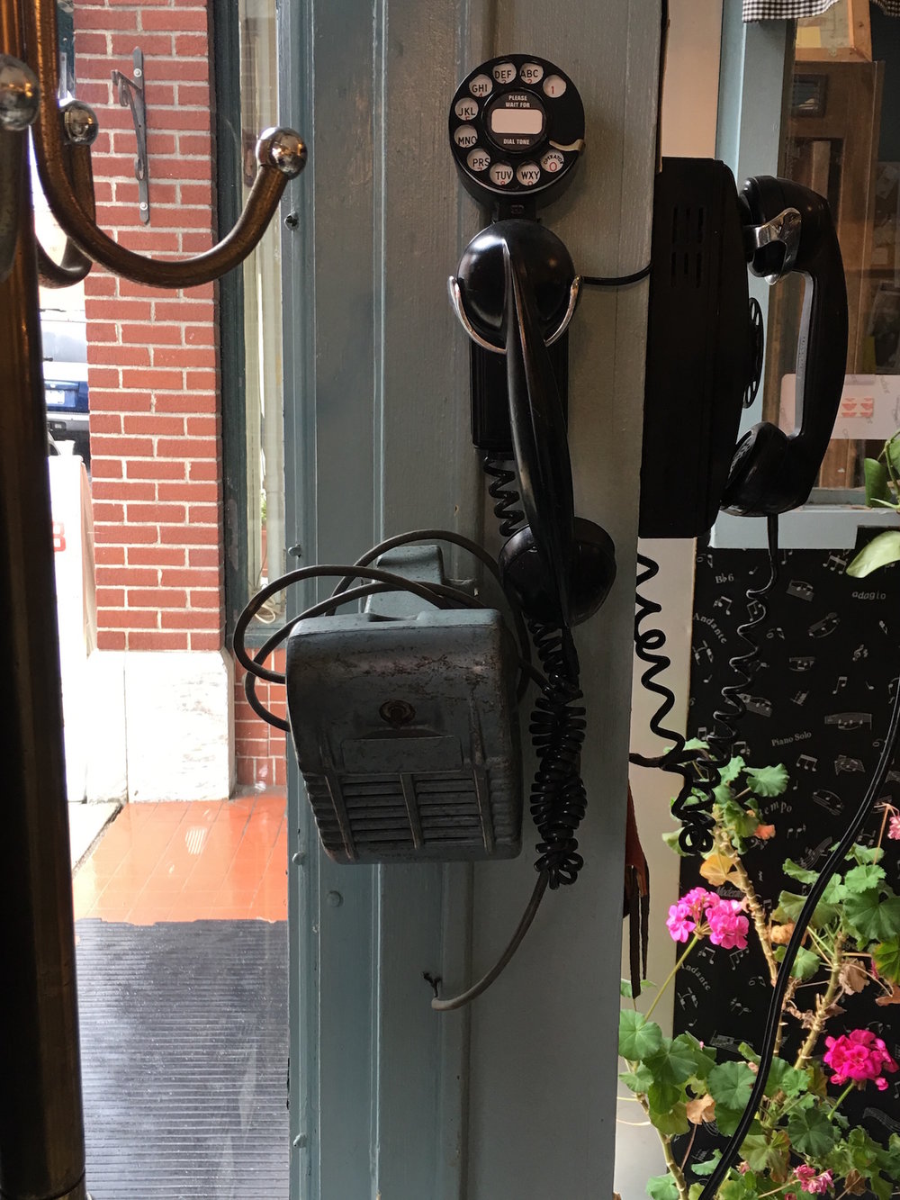  Old Telephone and Drive-in Theater Speaker Inside Burleigh’s Luncheonette ©2017 Karen Ragan-George 