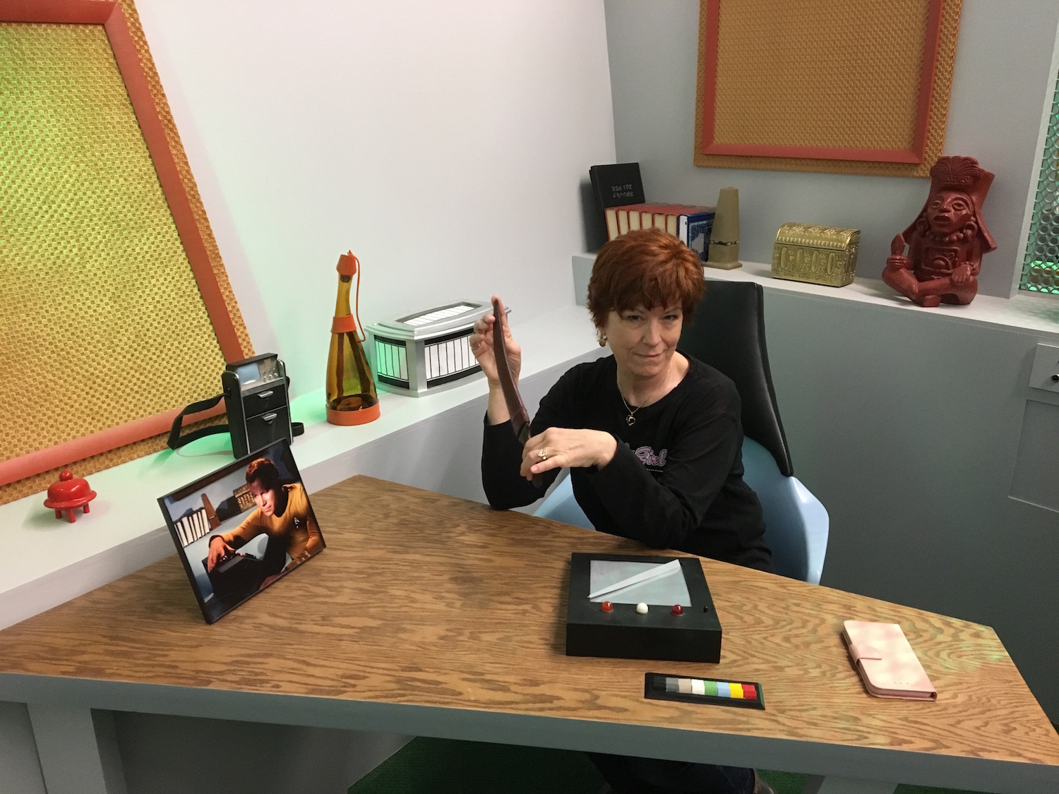Karen Ragan-George Plotting at Captain Kirk’s Desk ©2017 David R. George III